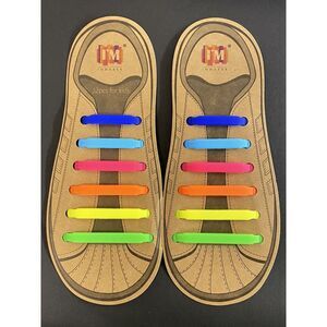 INMAKER No Tie Shoe Laces Adults Kids Silicone Tieless‎ Shoelaces Rainbow NEW